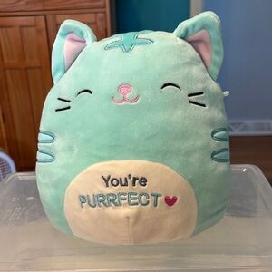 NWOT-Squishmallows 8 inch Plush Mint Green Toy, “Jules the Mint Cat”